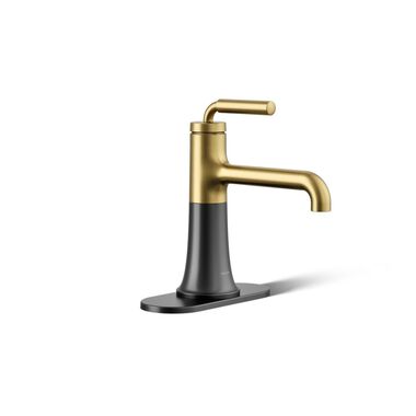 Llave Tone Monomando Alta Para Lavabo En Dorado Con Negro Mate