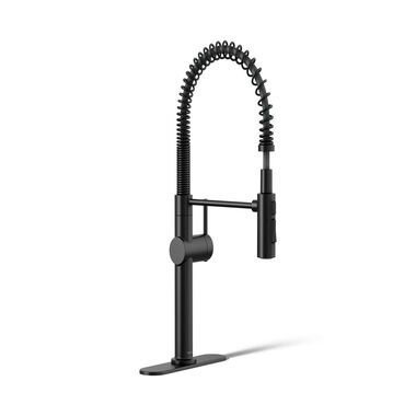 Llave de cocina Crue con rociador de tres funciones en negro mate