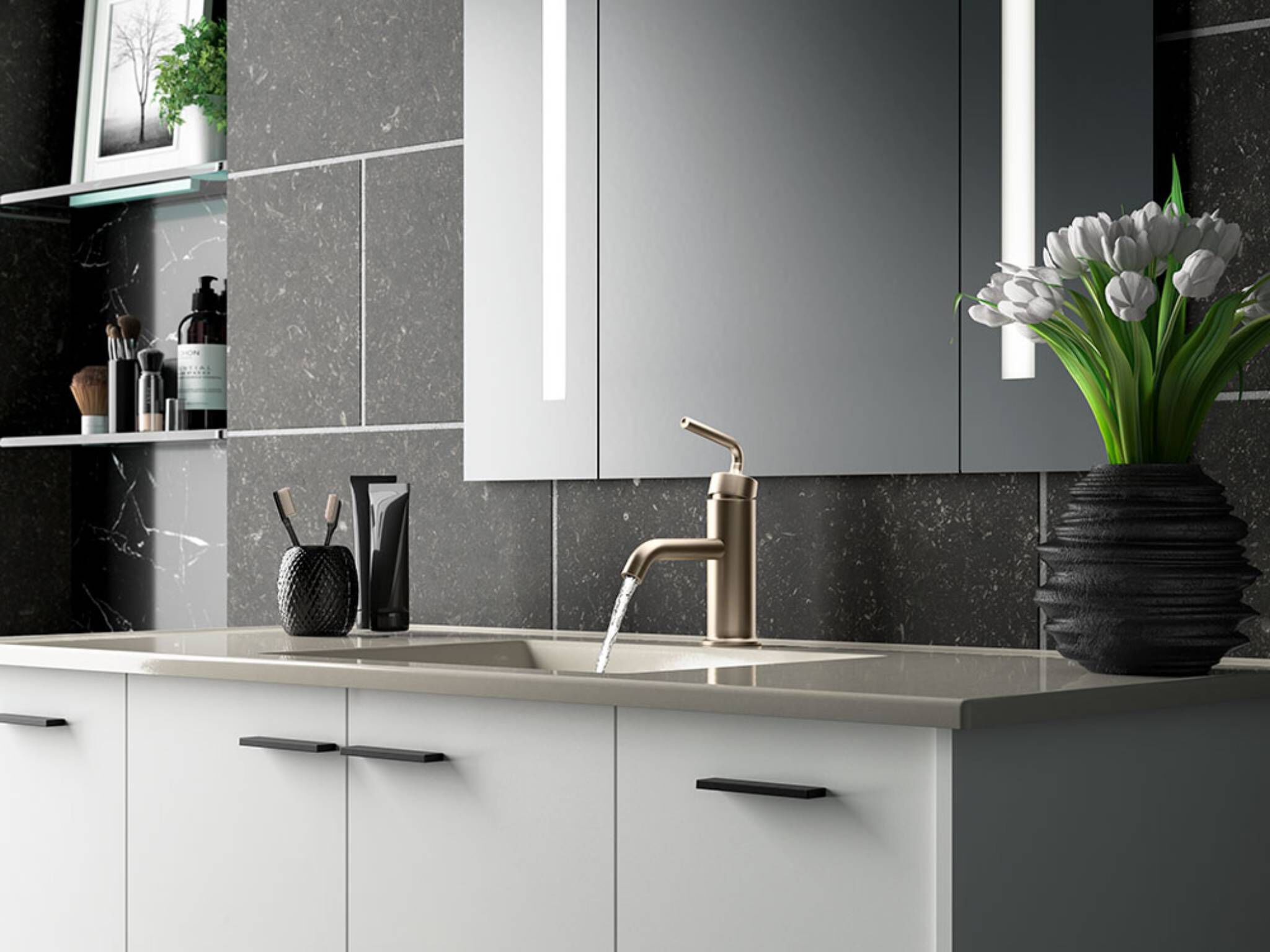 Llave monomando baja línea Purist en bronce,,hi-res image number null