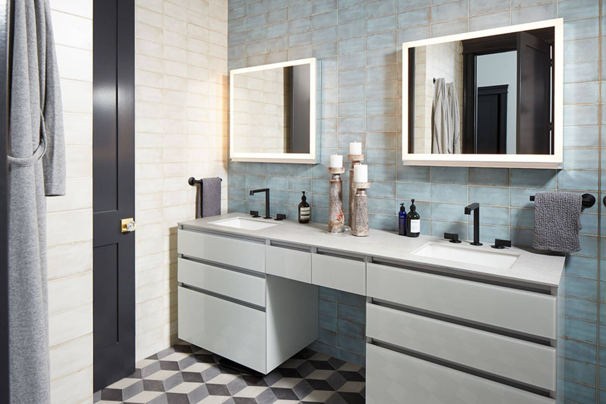 Llave duomando cuadrada para lavabo línea Components en negro mate,,hi-res image number null