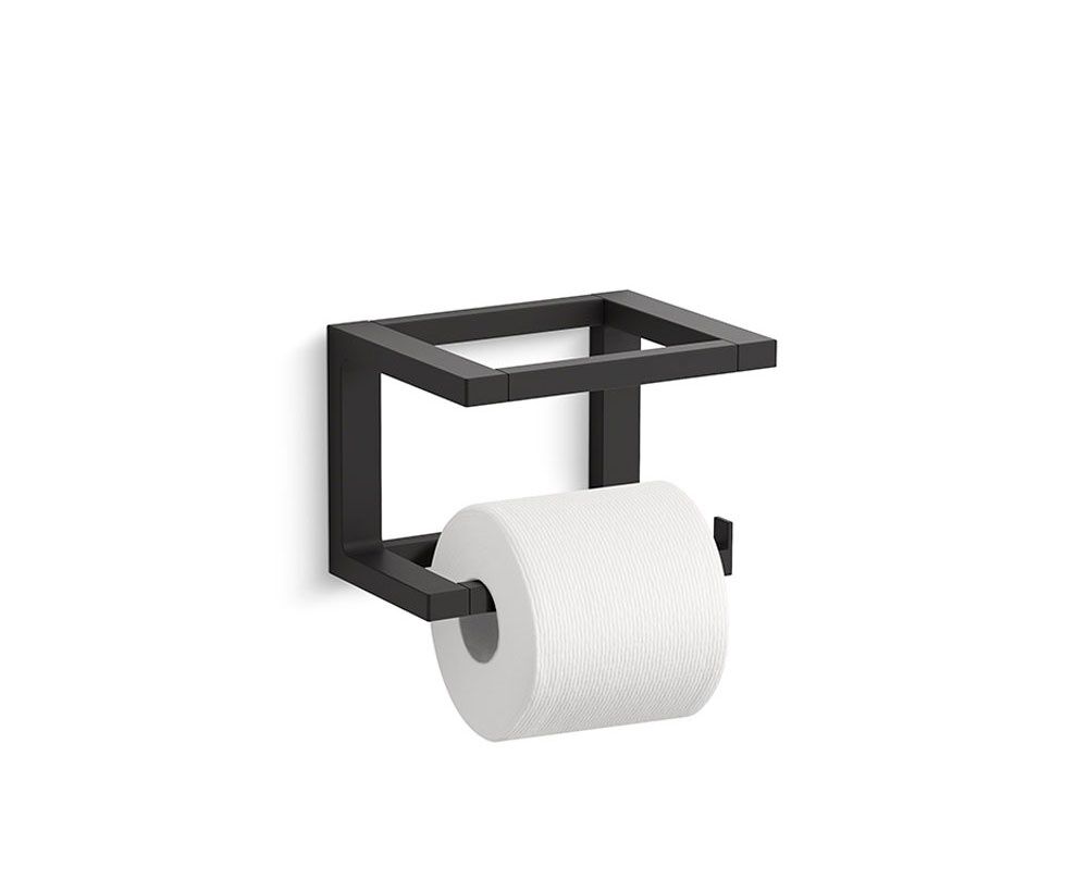 Porta papel horizontal para baño línea Draft en negro mate,,hi-res image number null